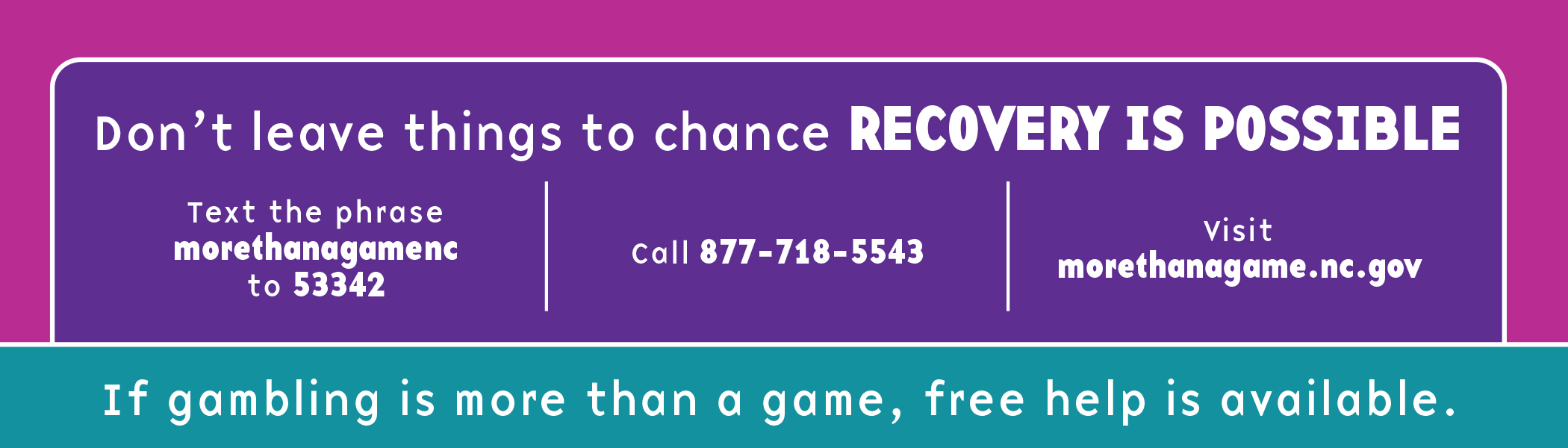 Don't leave things to chance, recovery is possible.